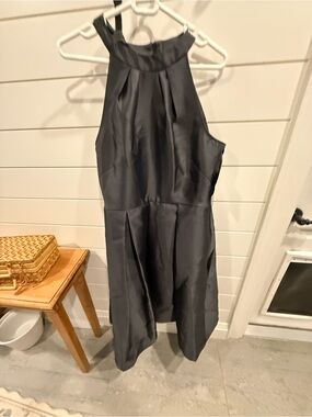Classic Elements Black Satin taffeta Midi Dress